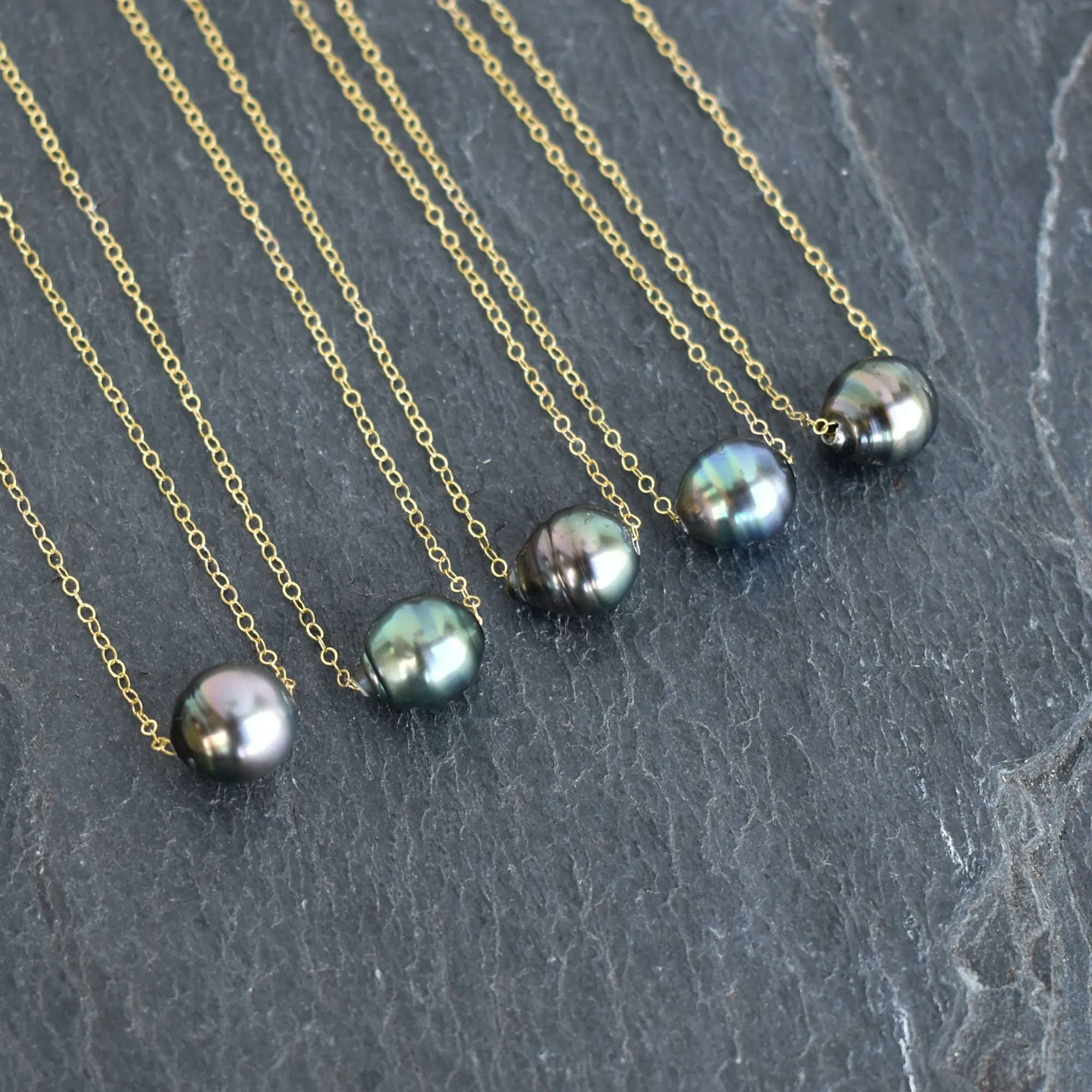 Large 11mm Oval Tahitian Pearl Floating Necklace