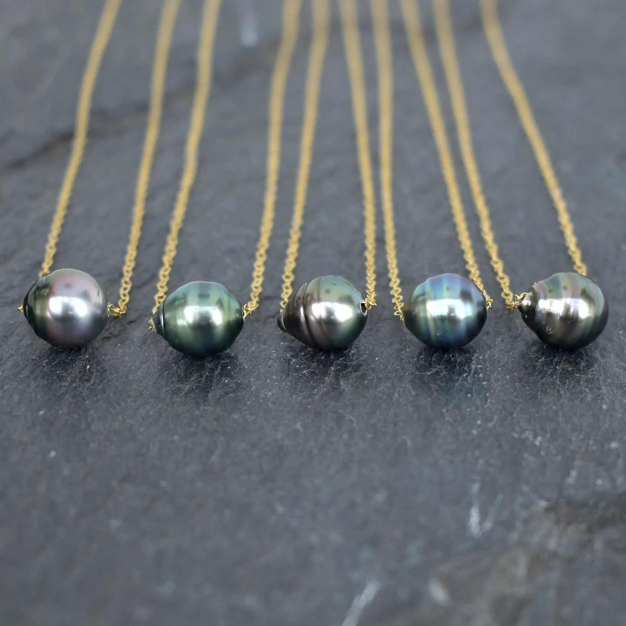 Large 11mm Oval Tahitian Pearl Floating Necklace