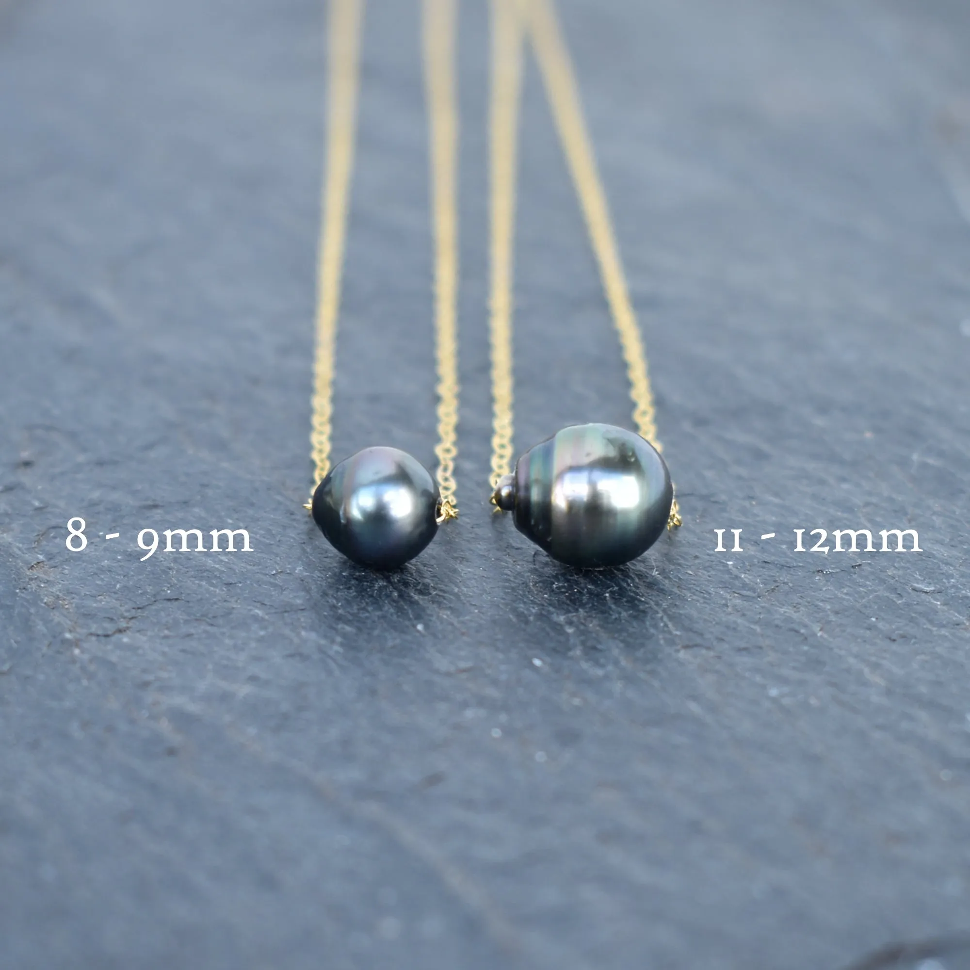 Large 11mm Oval Tahitian Pearl Floating Necklace