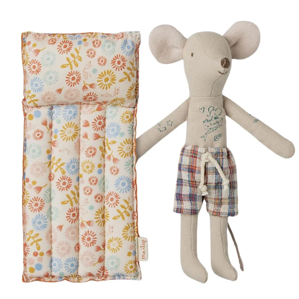 Maileg Beach mouse with air mattress, Dad - Flower
