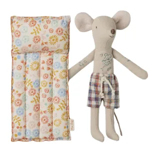 Maileg Beach mouse with air mattress, Dad - Flower