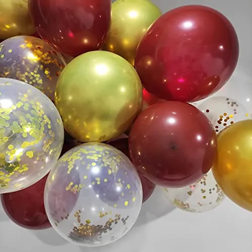 Maroon Gold Graduation Party Decorations 2024/Burgundy Gold Balloons/30pcs Burgundy Gold Birthday Women Maroon Gold Wedding/Fall Bridal Shower Decorations FSU Graduation