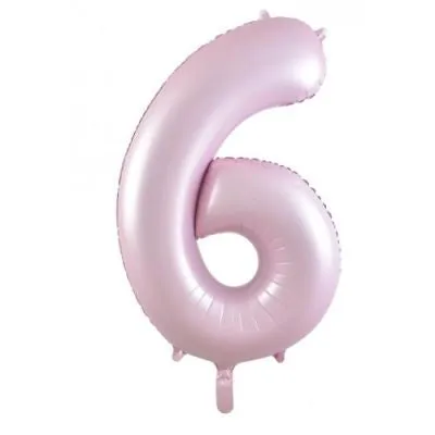 Matt Pastel Pink 86cm Number 6 Balloon