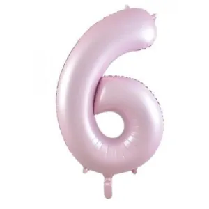 Matt Pastel Pink 86cm Number 6 Balloon