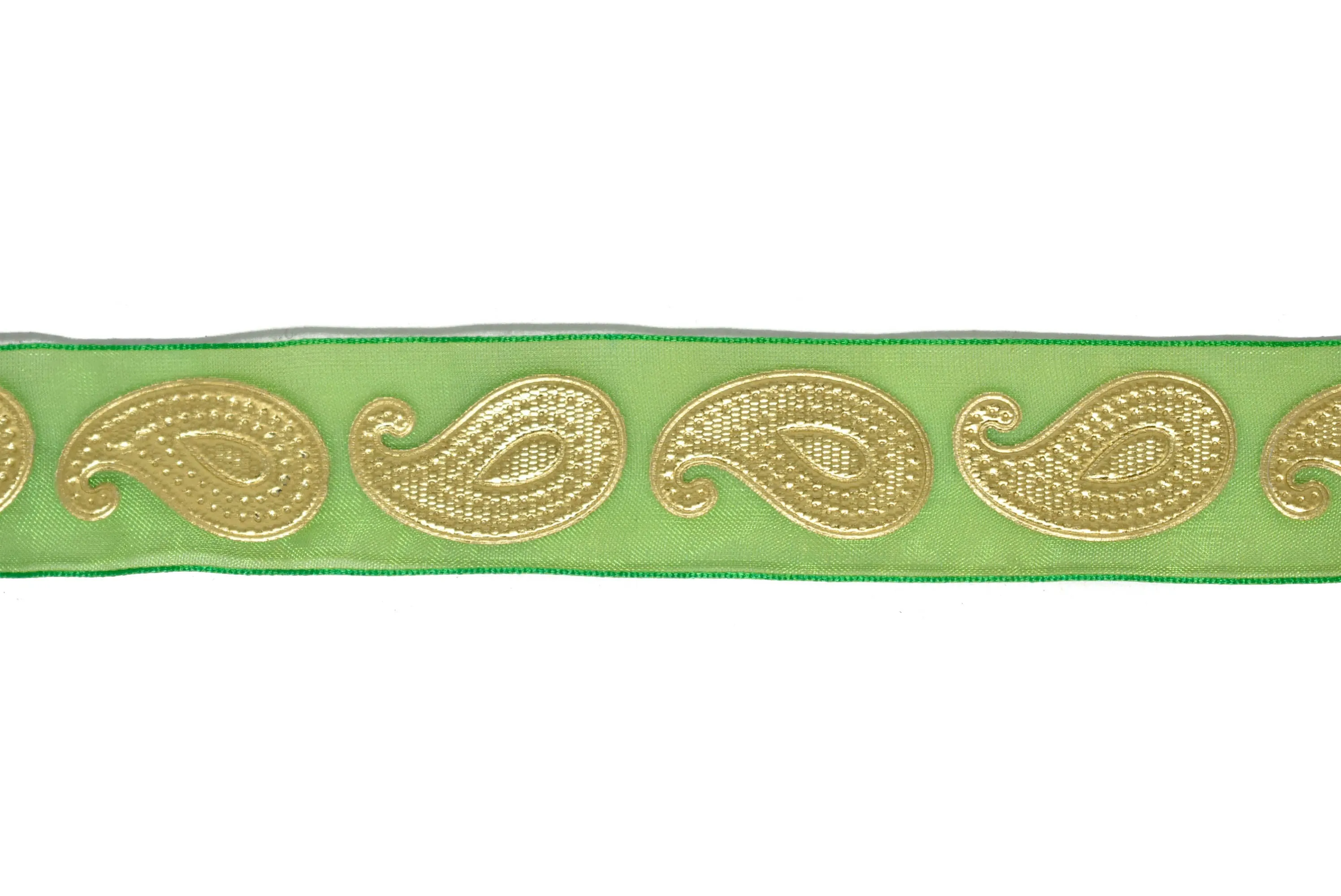 Metallic Gold Paisley Design on Chiffon Ribbon 1" - 1 Yard
