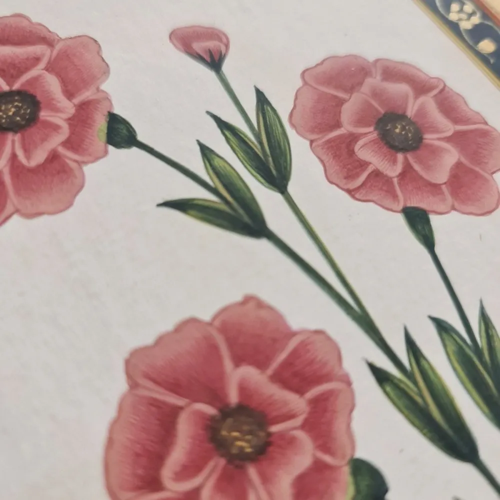 Miniature Flora Painting of Pink Flowers