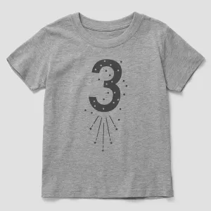 Number 3 Birthday Star T-Shirt in Grey