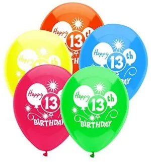 PartyMate - 12" 13th Birthday Latex Balloons (8ct)