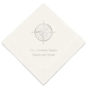 PERSONALIZED FOIL PRINTED PAPER NAPKINS - Vintage Travel Compass

(50/pkg)