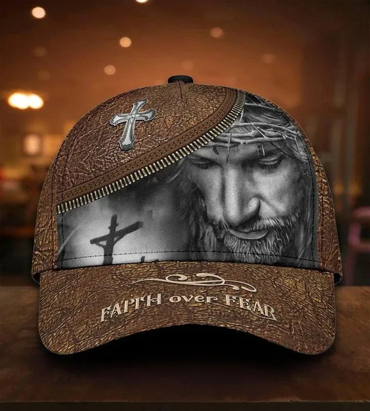 Personalized Skull Faith Over Fear 3D All Over Printed Classic Cap Love God Gift, Skull Lovers Cap