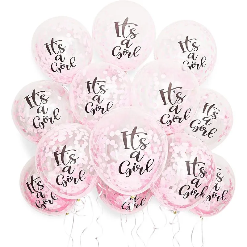 Pink Confetti, It's a Girl Balloons for Girls Baby Shower (12 Inches, Pink, 30-Pack)