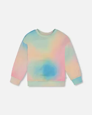 Printed Long Sleeve Top Multicolored Tie Dye