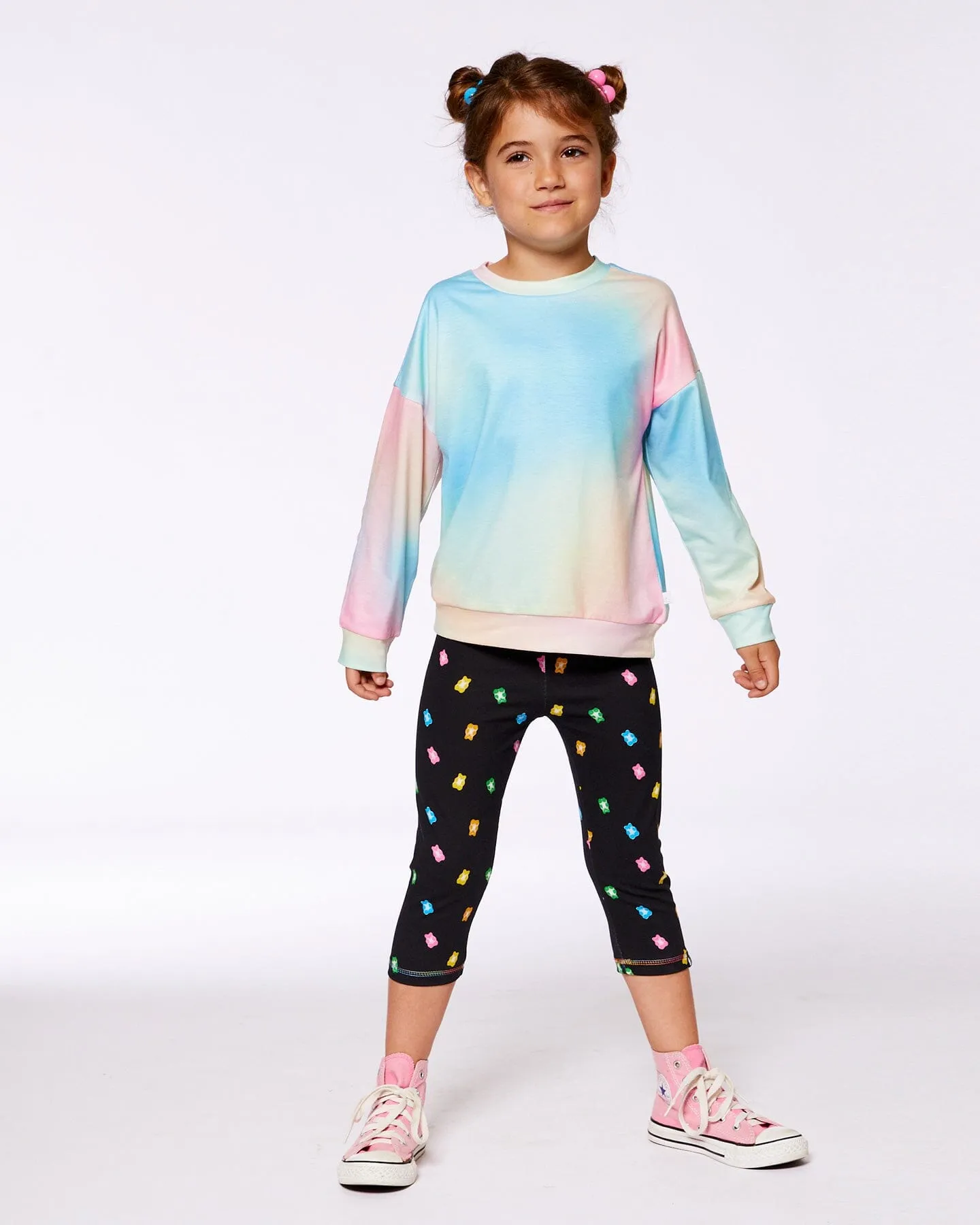 Printed Long Sleeve Top Multicolored Tie Dye