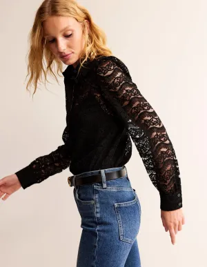 Romantic Lace Shirt-Black