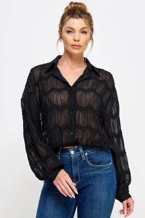 Romantic Sheer Long Sleeve Blouse