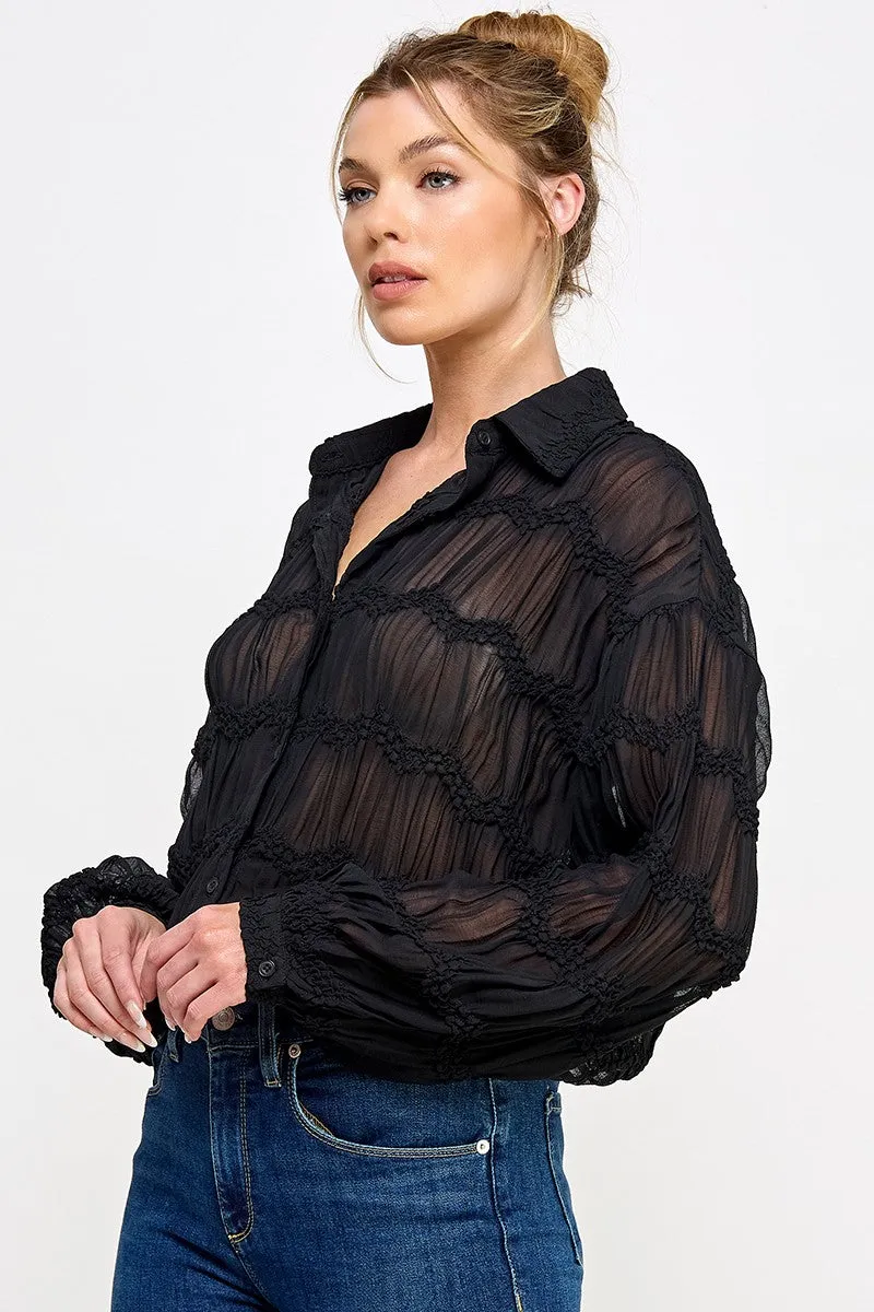 Romantic Sheer Long Sleeve Blouse
