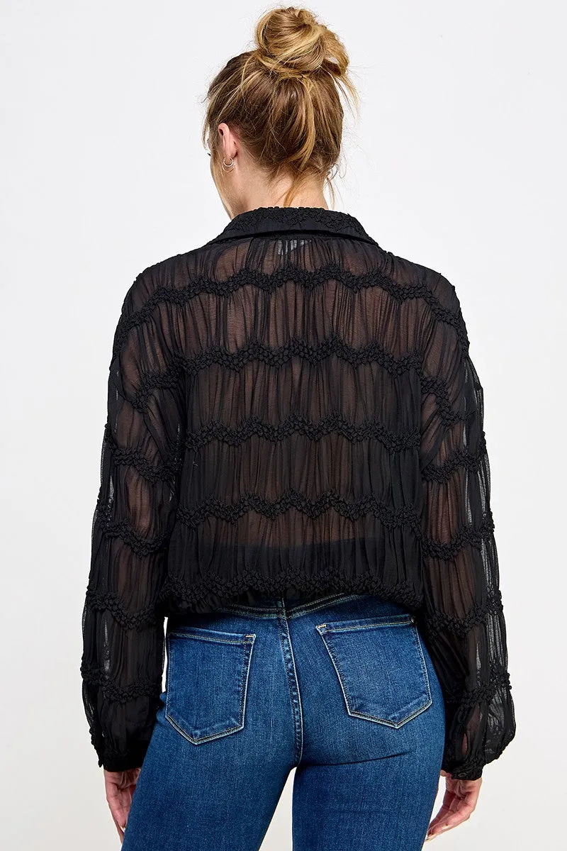 Romantic Sheer Long Sleeve Blouse