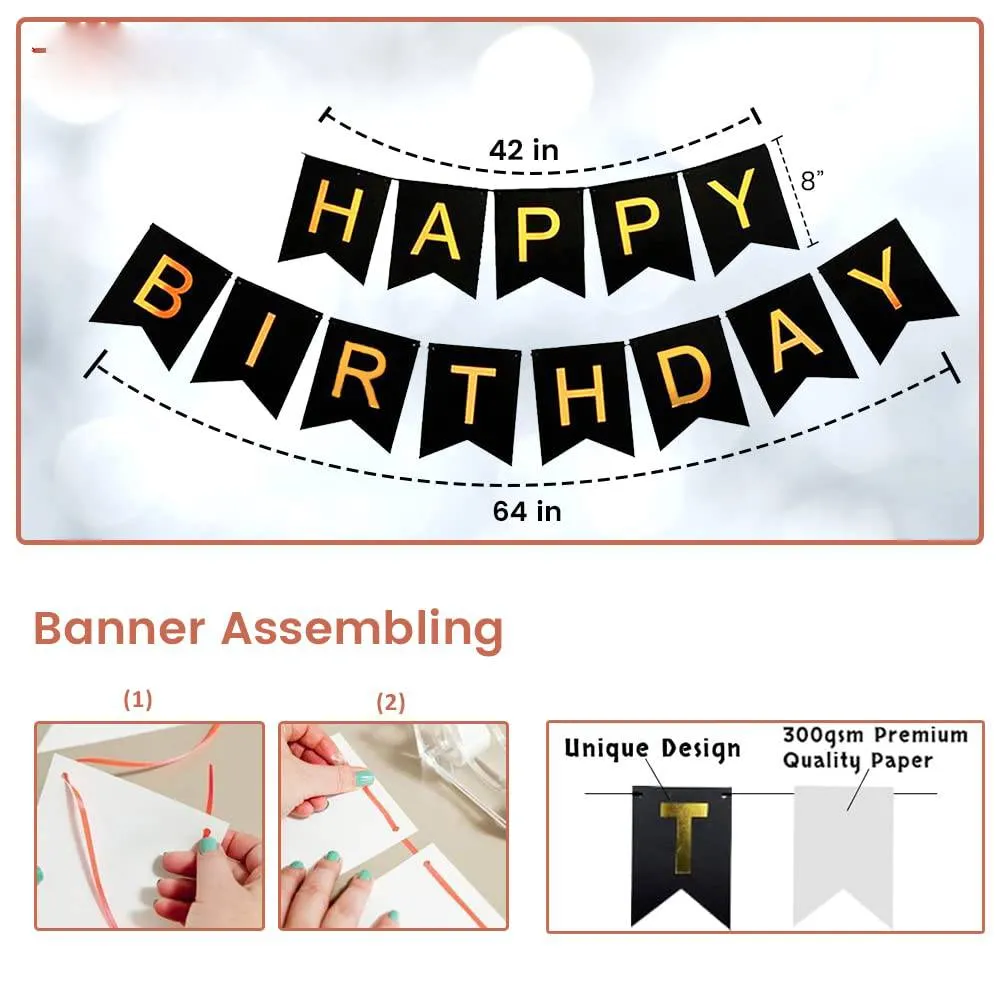 Rose Gold Birthday Decoration Set - 34 Pcs Birthday Decorations | Birthday Celebration Kit for Women