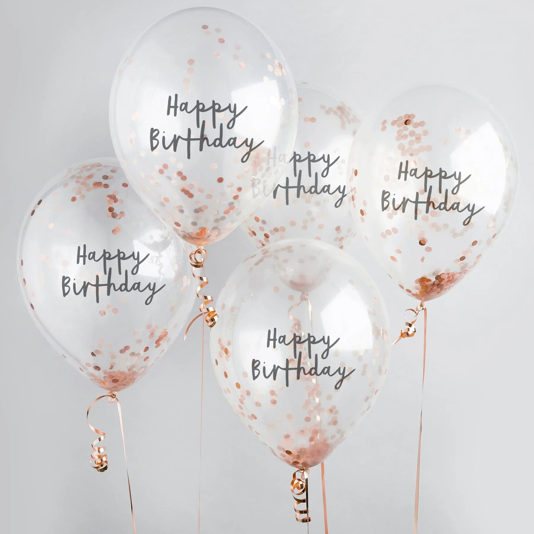 Rose Gold Confetti Happy Birthday Party Balloons x 5