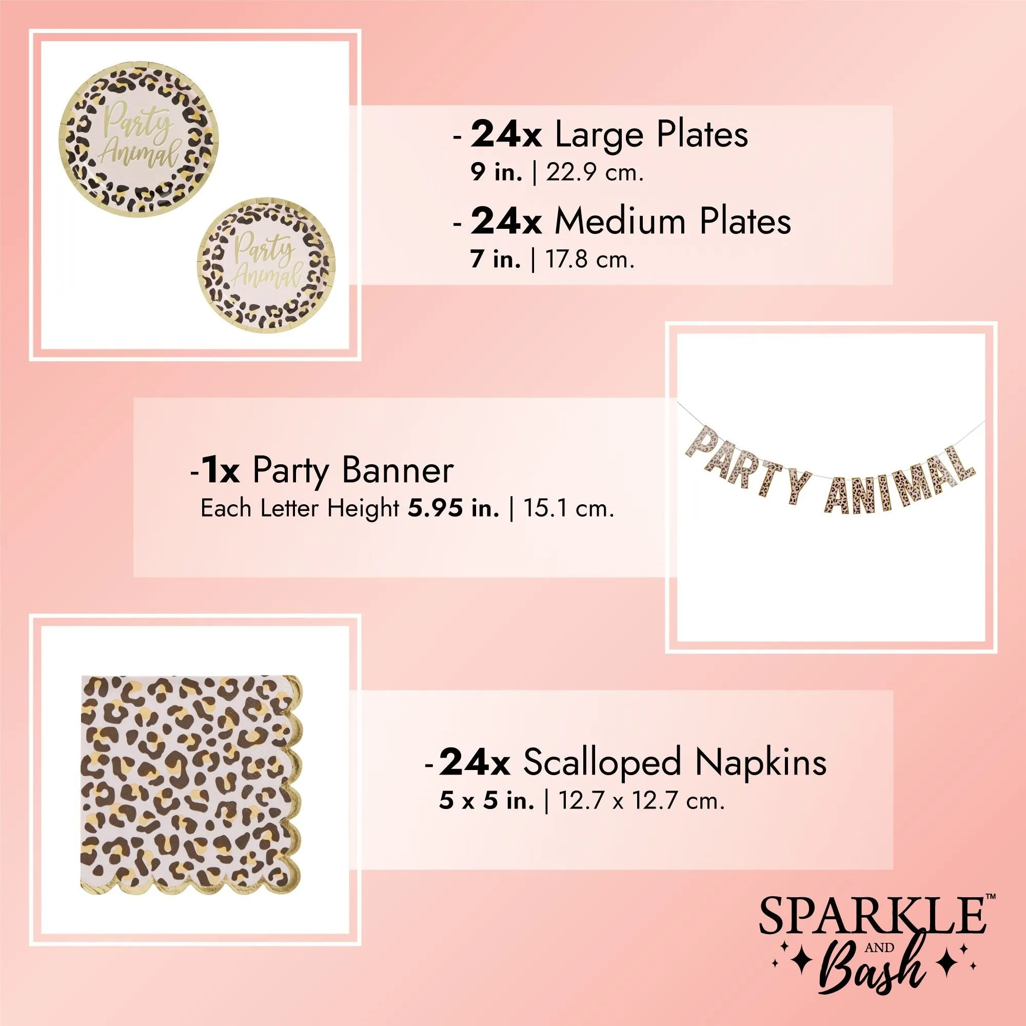 Safari Birthday Party Supplies, Cheetah Party Animal Dinnerware and Decor (Serves 24)
