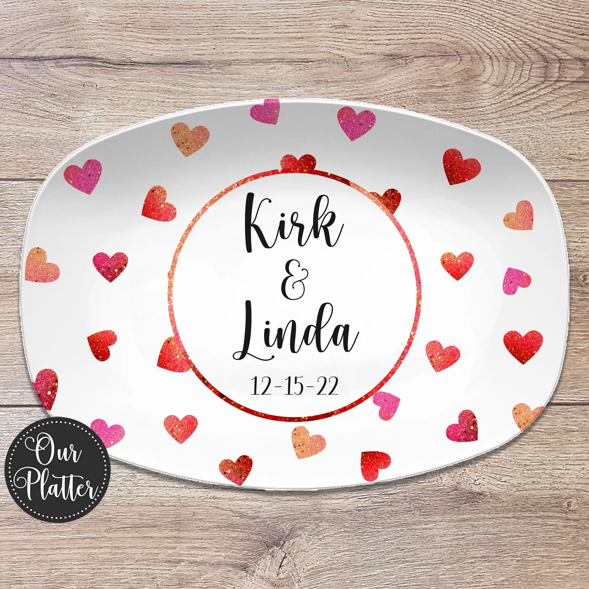 Scattered Hearts Personalized Platter