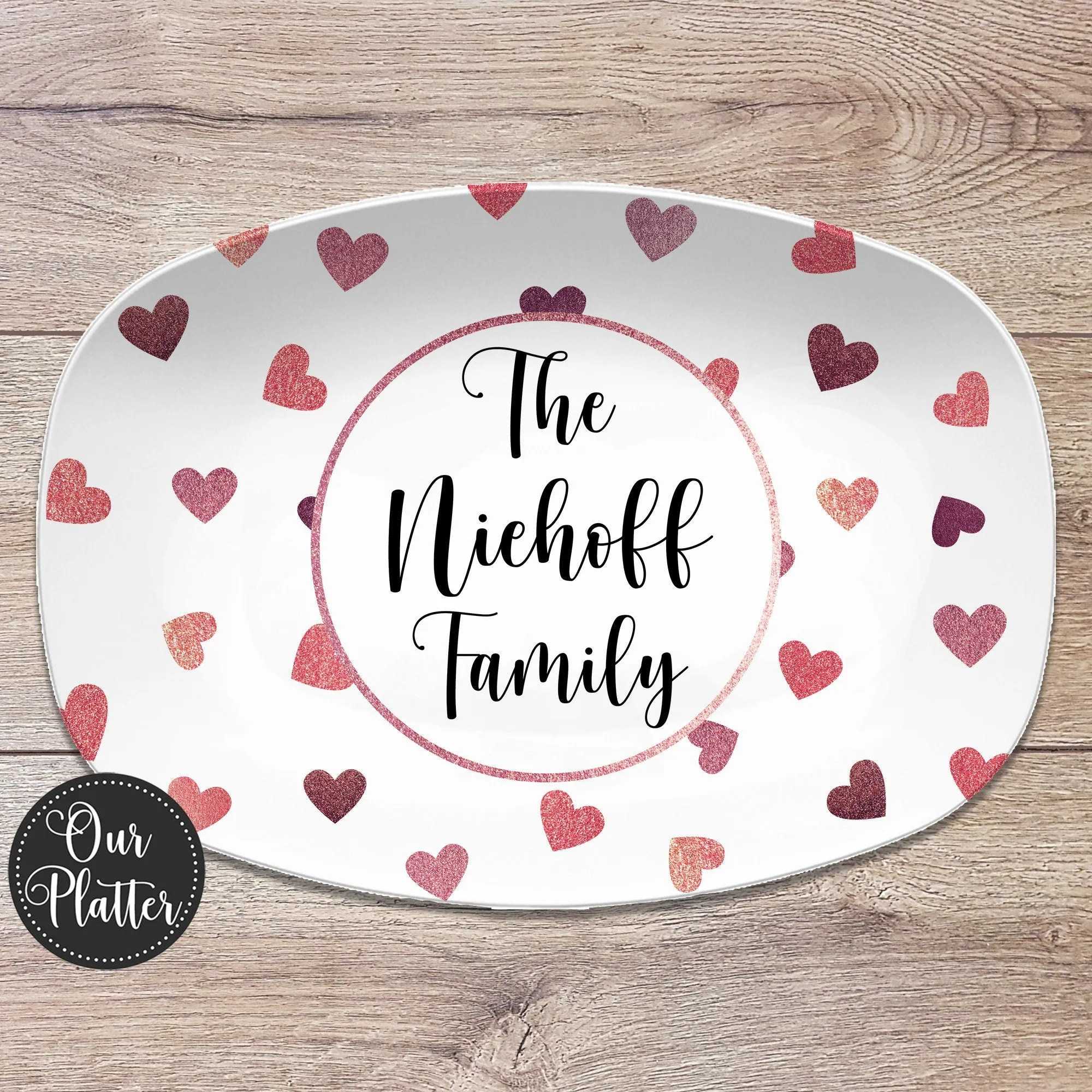 Scattered Hearts Personalized Platter