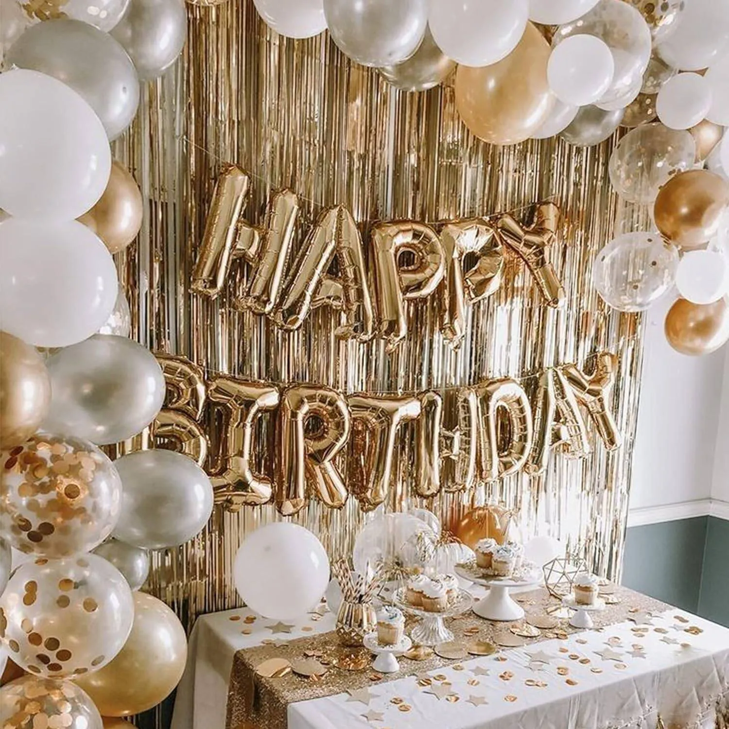 Set of 60 Pcs Happy Birthday Decoration Kit Combo - Gold Happy Birthday