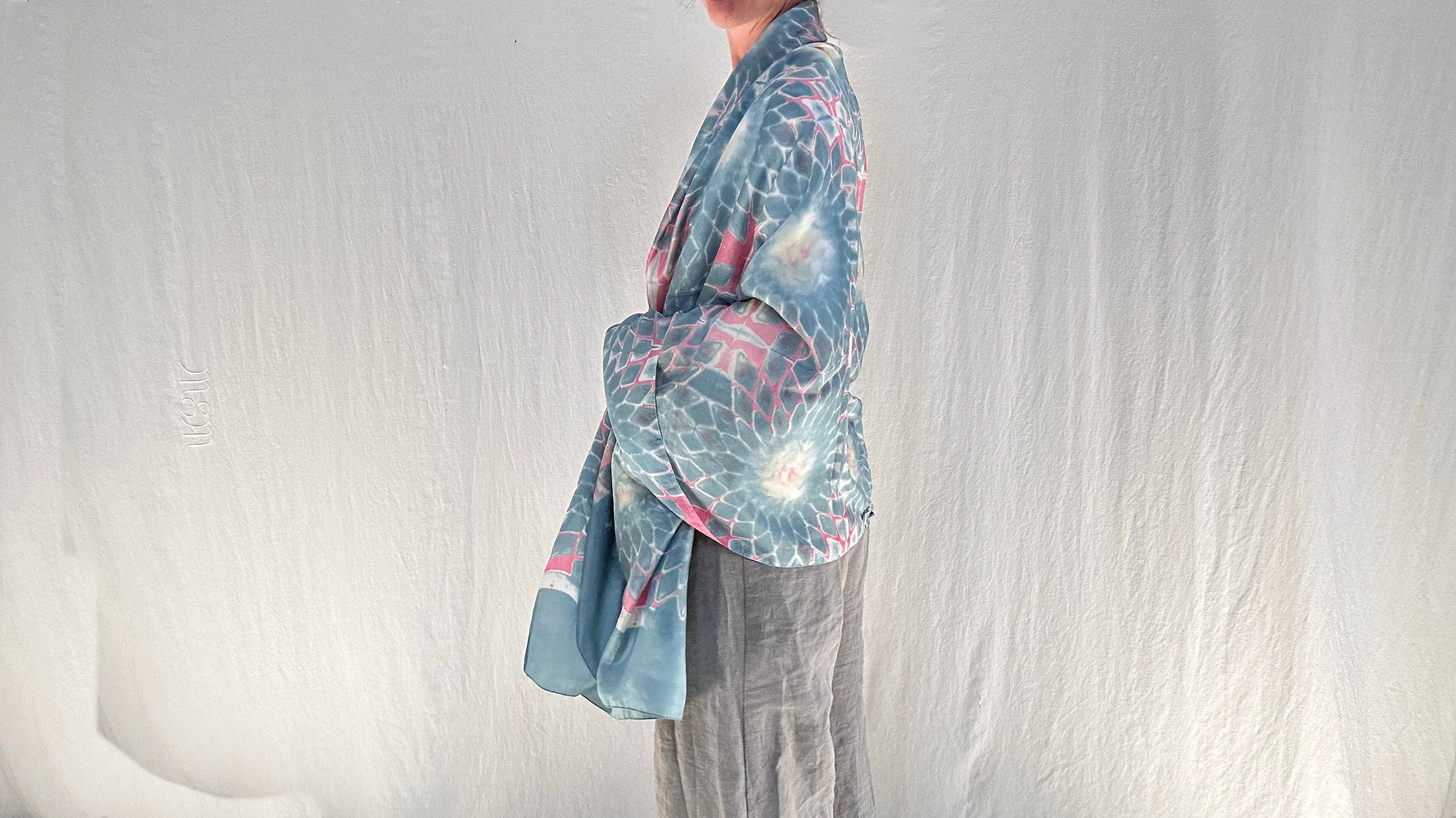 Silk Shibori Shawl, Wrap, Scarf. Pastel Colors. Kutch.