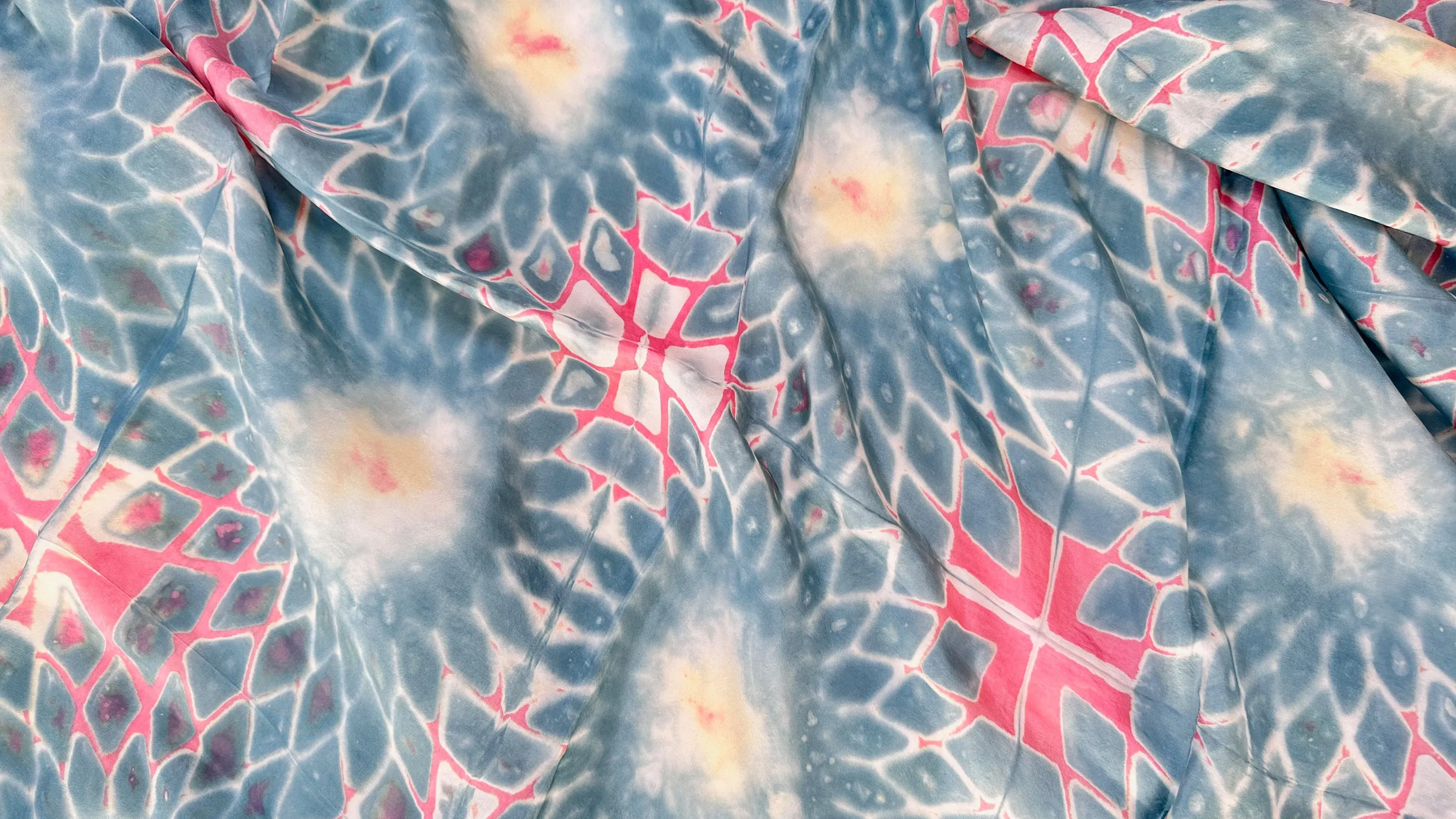 Silk Shibori Shawl, Wrap, Scarf. Pastel Colors. Kutch.