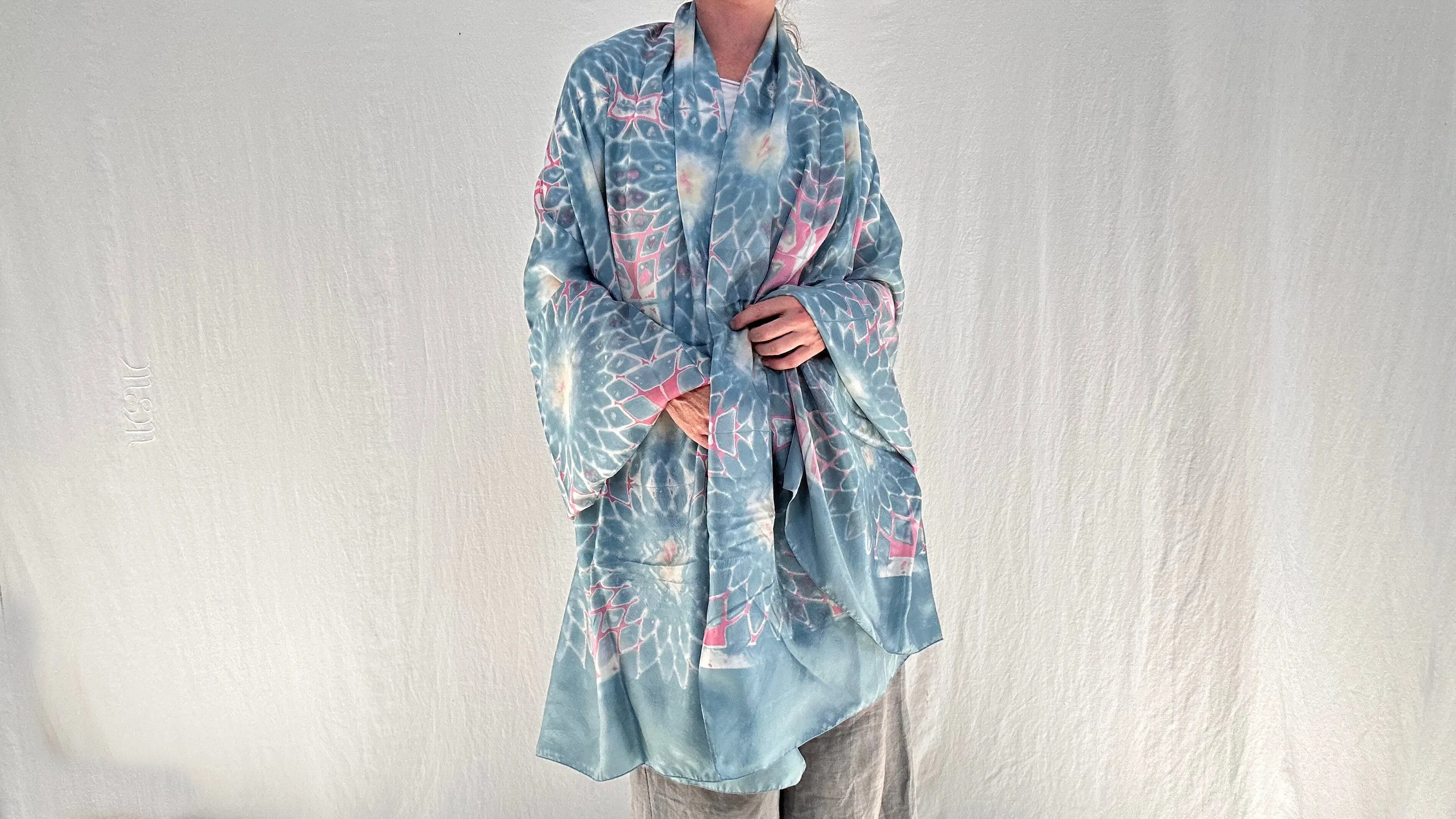 Silk Shibori Shawl, Wrap, Scarf. Pastel Colors. Kutch.