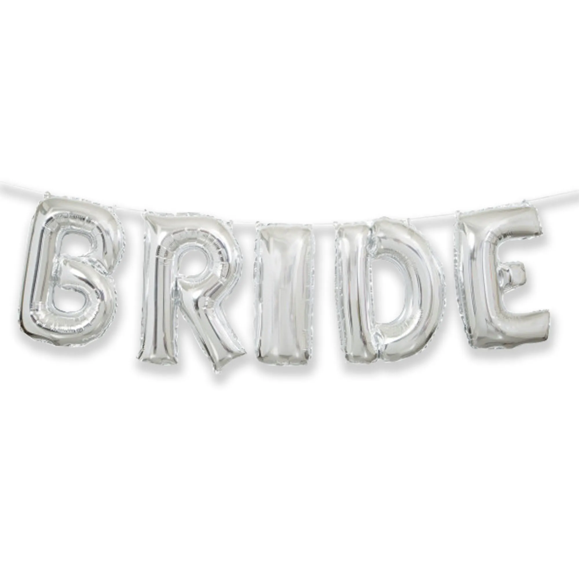 Silver "Bride" Foil Balloon Banner Kit For Bridal Showers, and Bachelorette Parties 14"