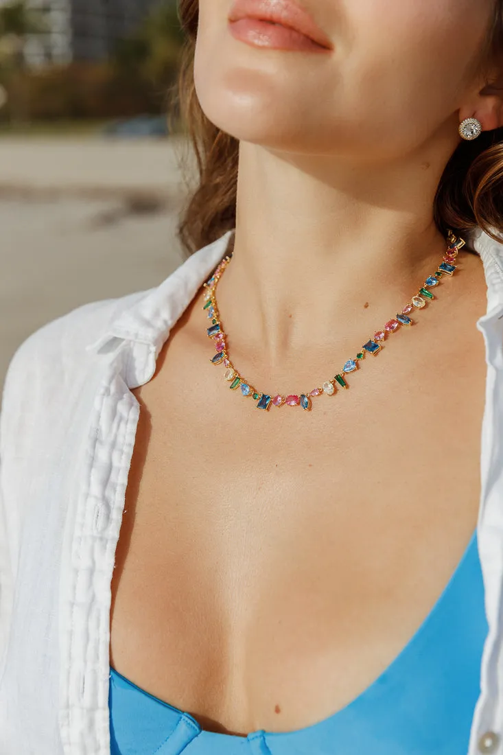 SPECTACULAR MULTI COLOUR TENNIS  NECKLACE