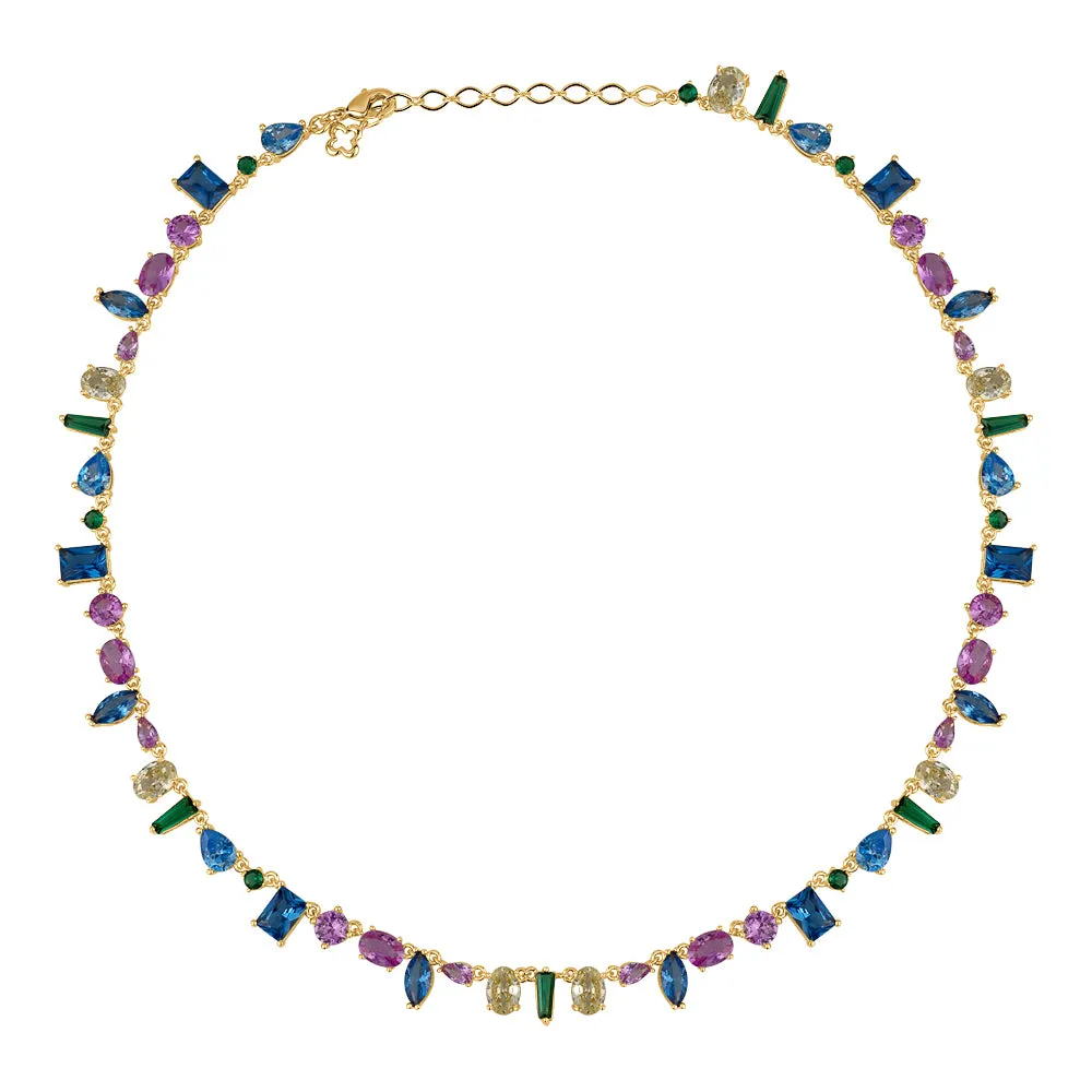 SPECTACULAR MULTI COLOUR TENNIS  NECKLACE