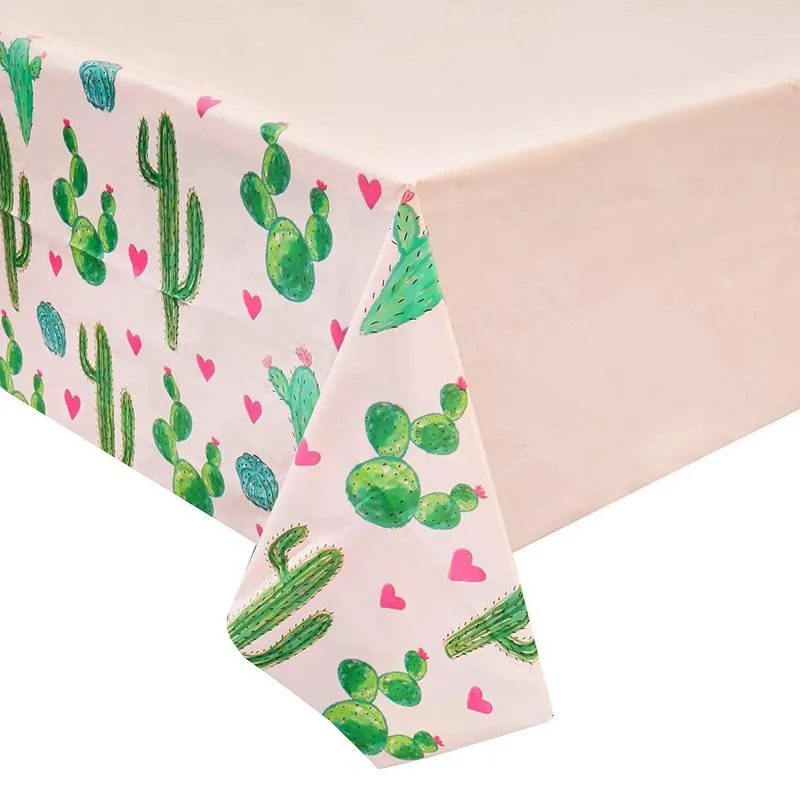 Succulent Cactus Party Pack, Includes Pink Paper Plates, Napkins, Cups, Cutlery and Plastic Tablecloth (Serves 24, 168 Pieces)