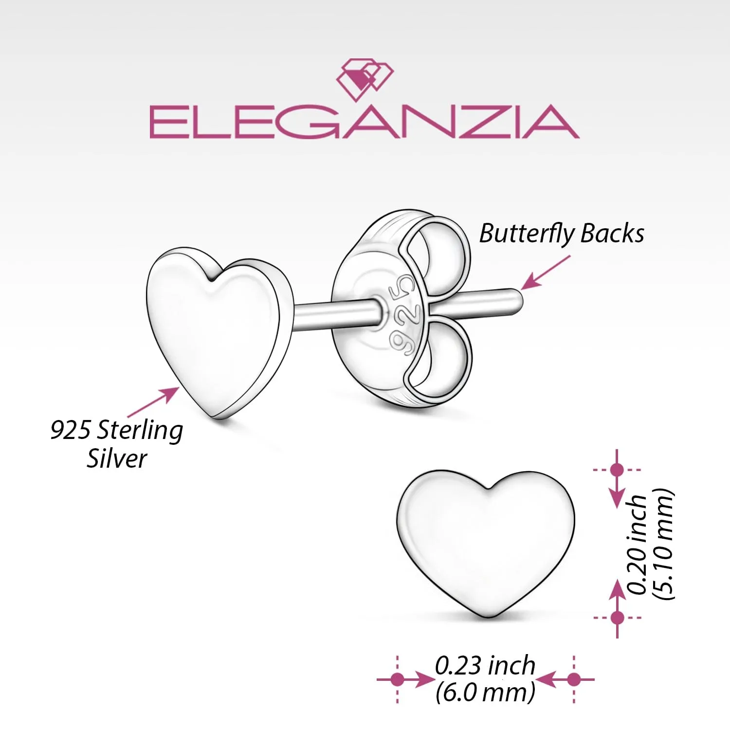 Tiny Heart Stud Earrings Sterling Silver
