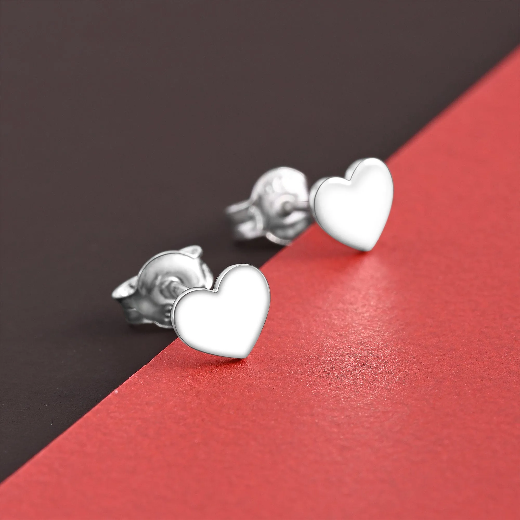 Tiny Heart Stud Earrings Sterling Silver