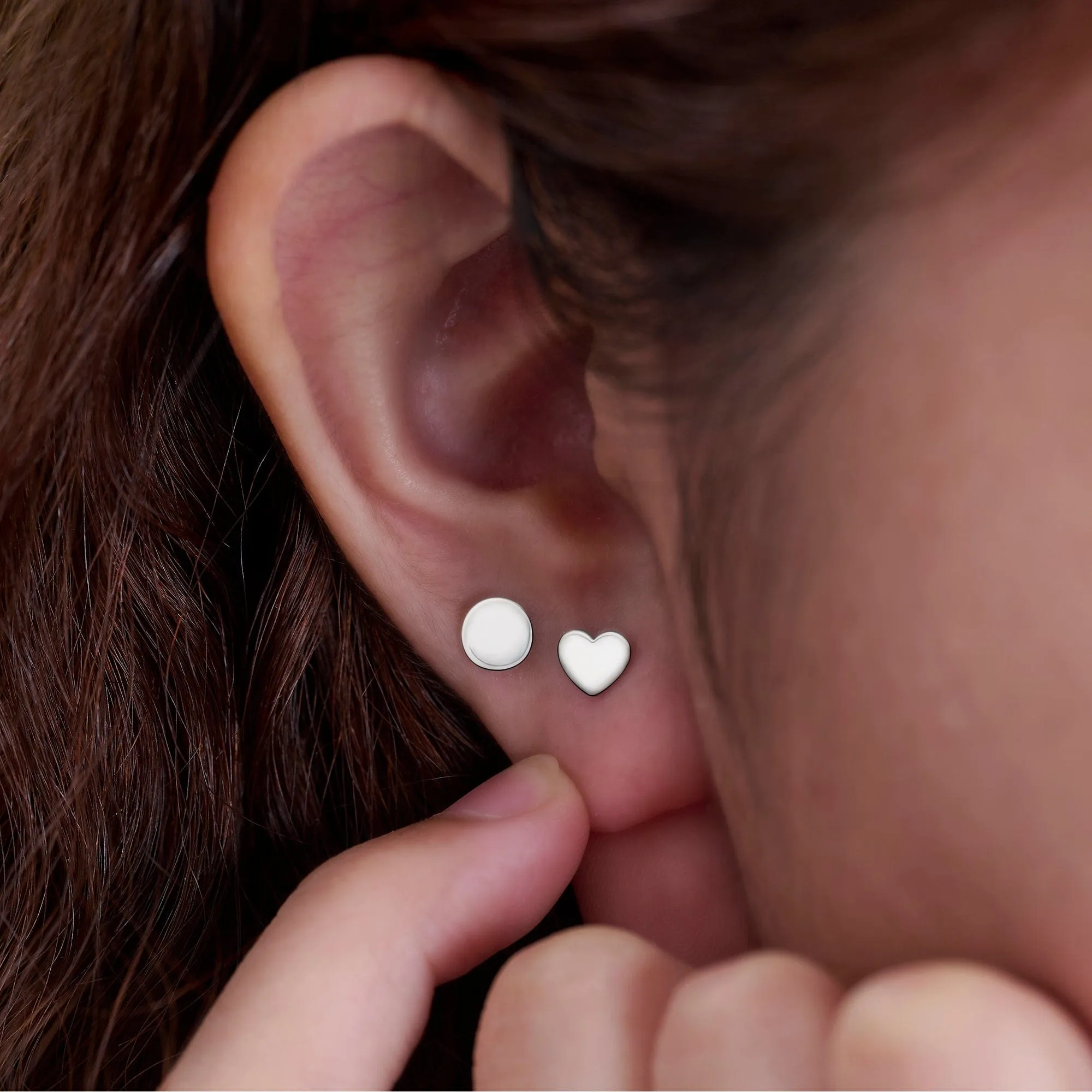 Tiny Heart Stud Earrings Sterling Silver