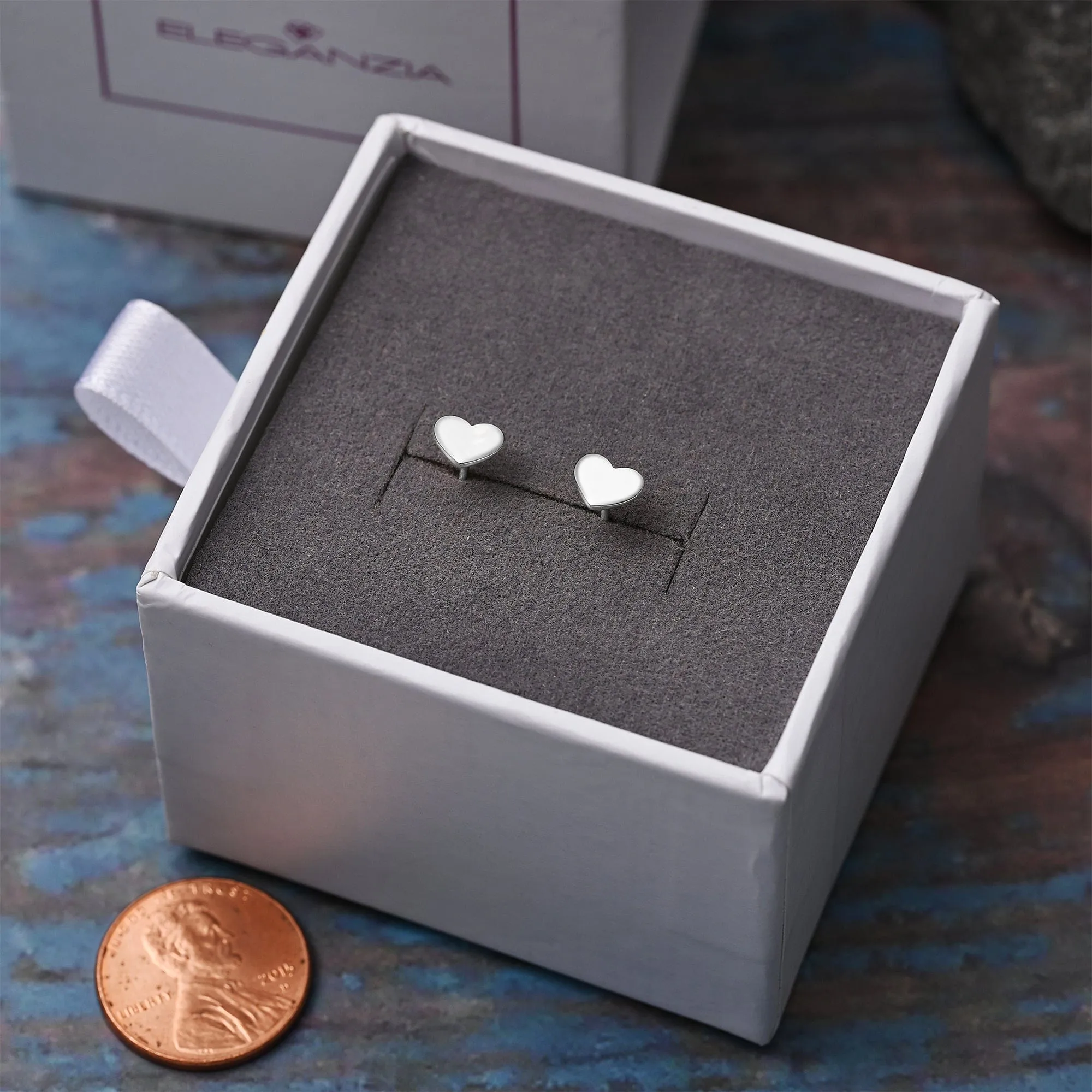 Tiny Heart Stud Earrings Sterling Silver
