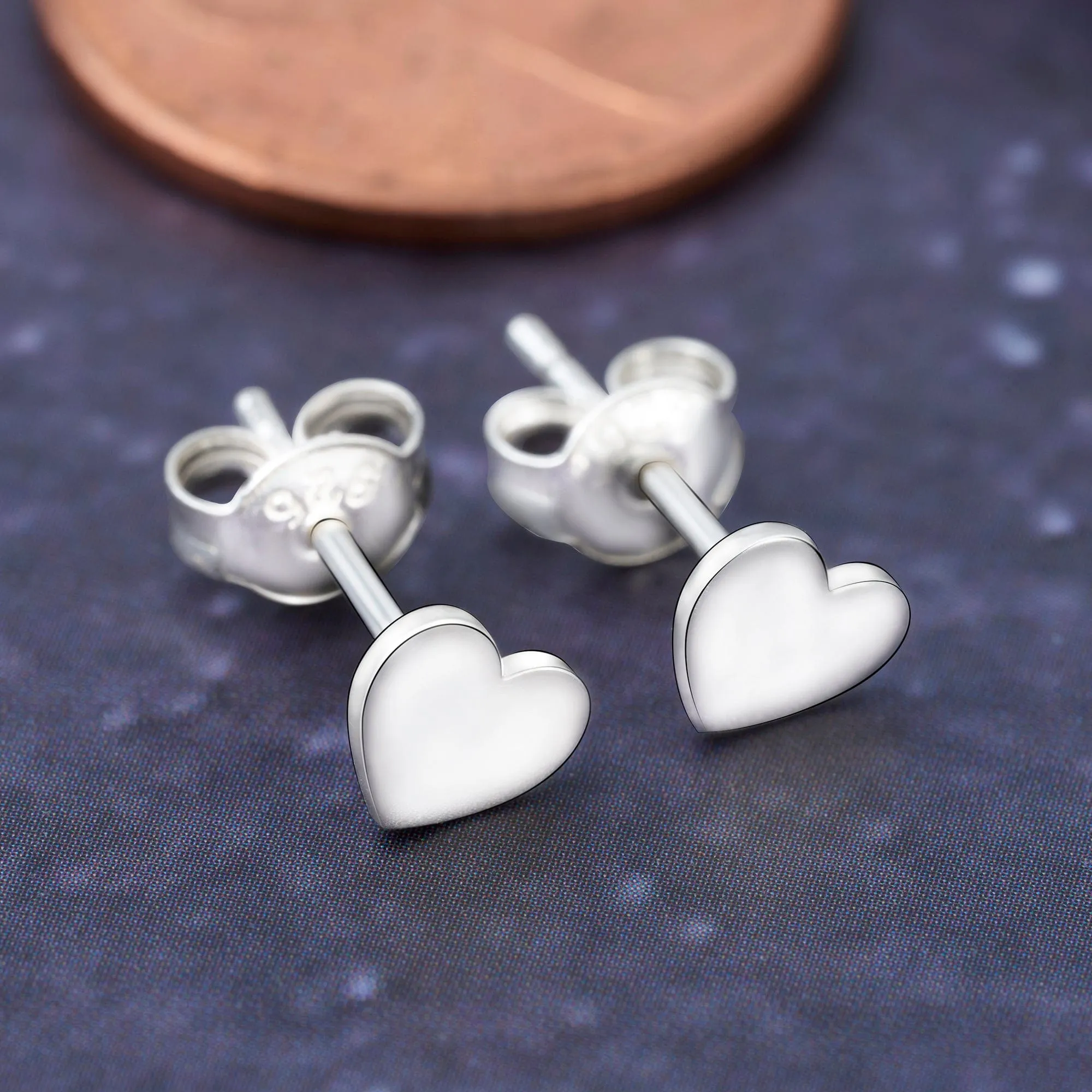 Tiny Heart Stud Earrings Sterling Silver