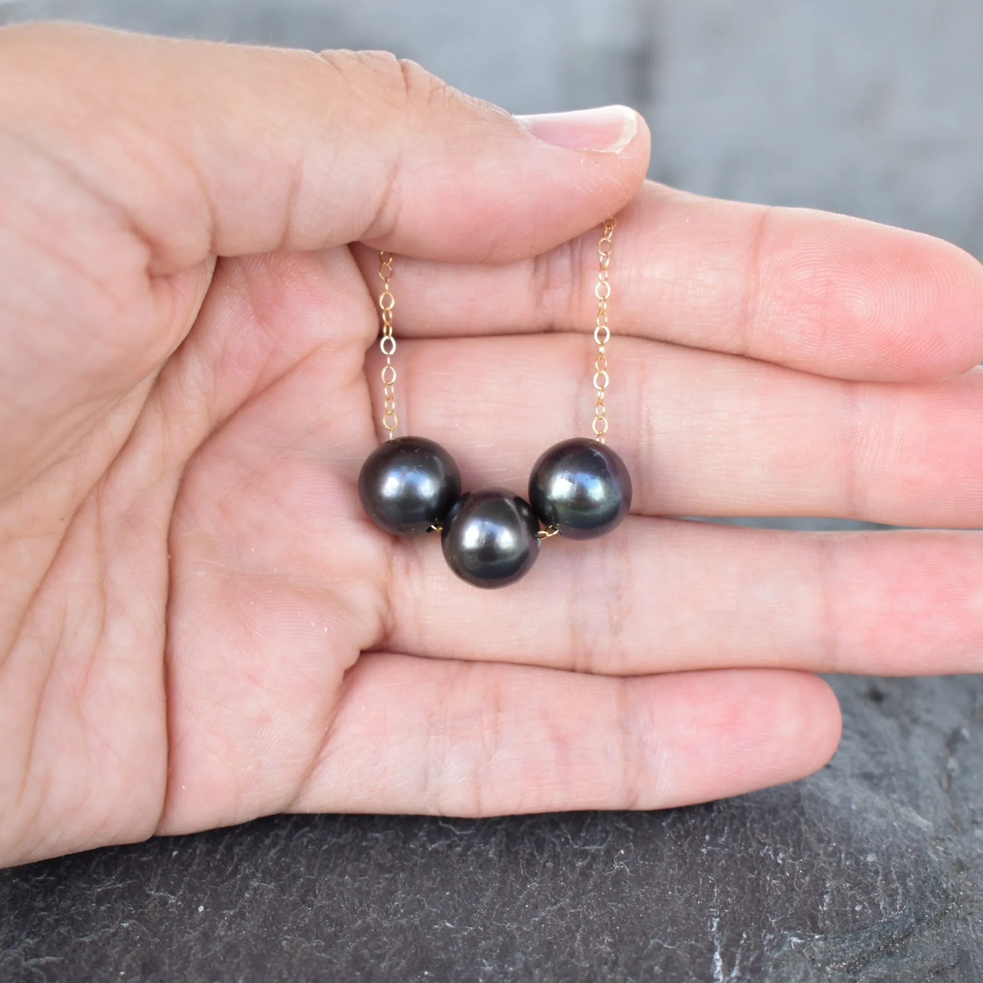 Triple Black Freshwater Pearl Floater