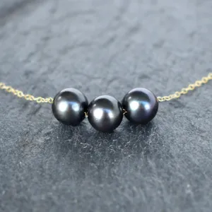 Triple Black Freshwater Pearl Floater