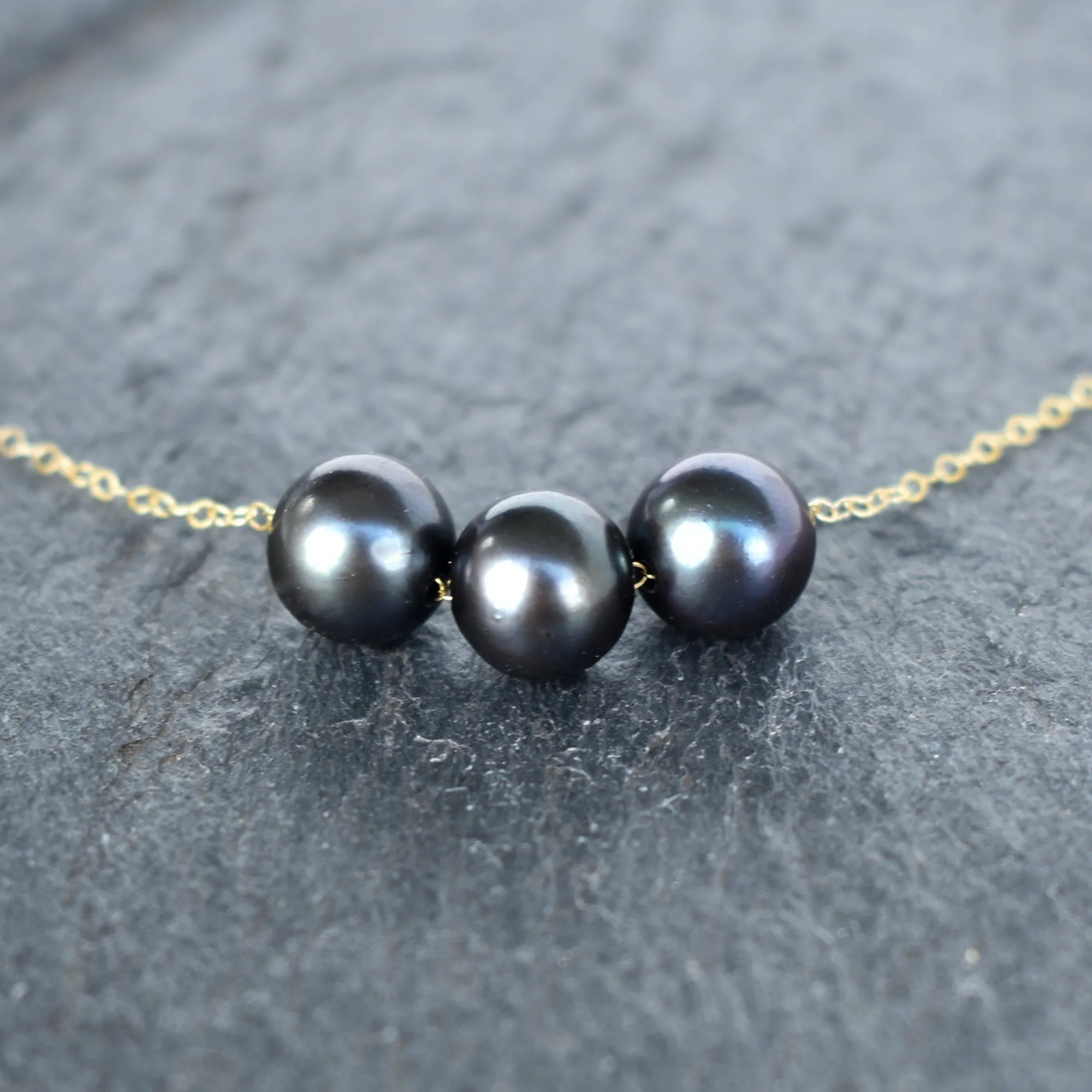 Triple Black Freshwater Pearl Floater