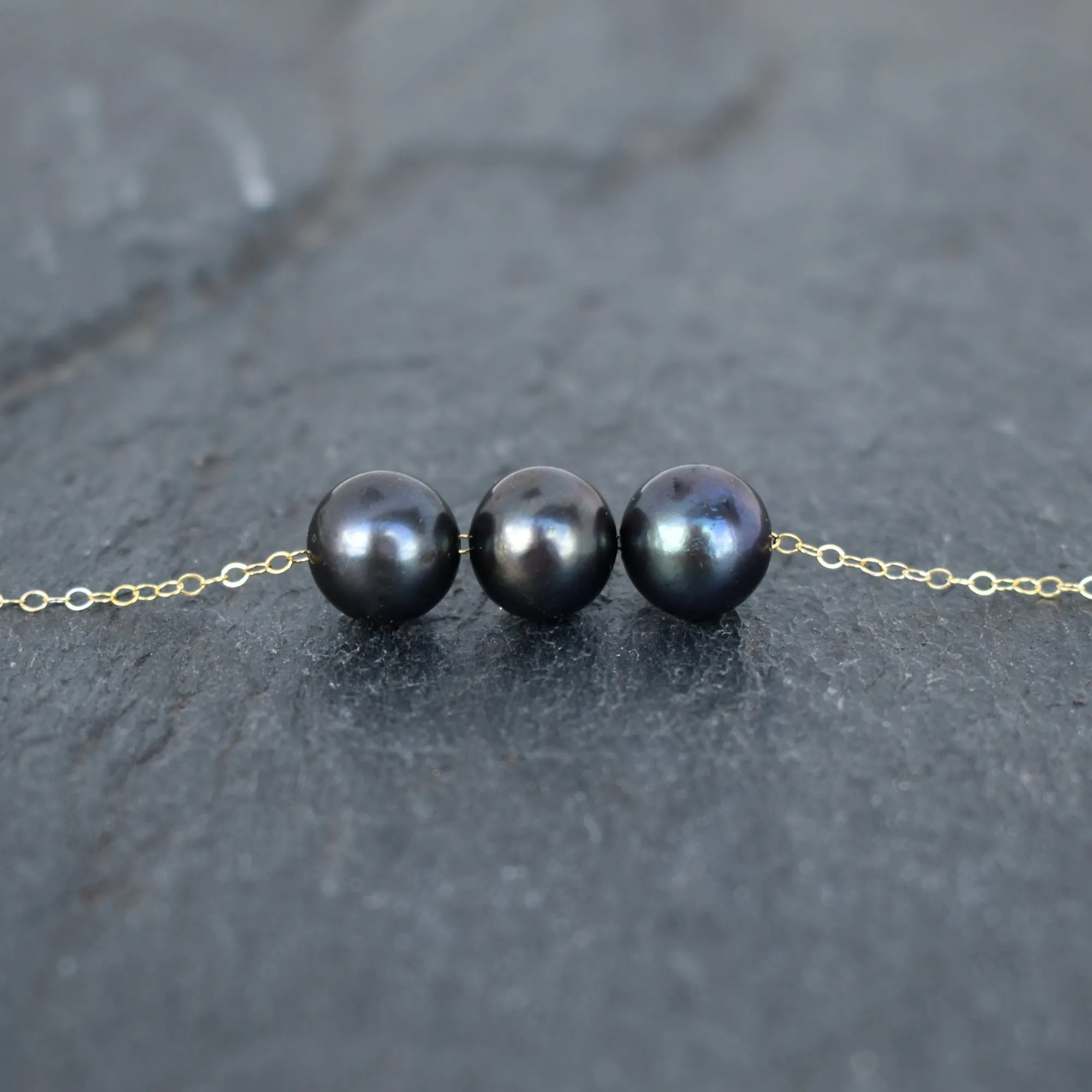 Triple Black Freshwater Pearl Floater