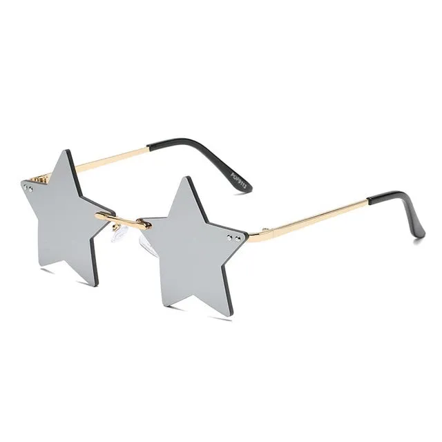 Unique Star Shape Mirror Rimless Sunglasses