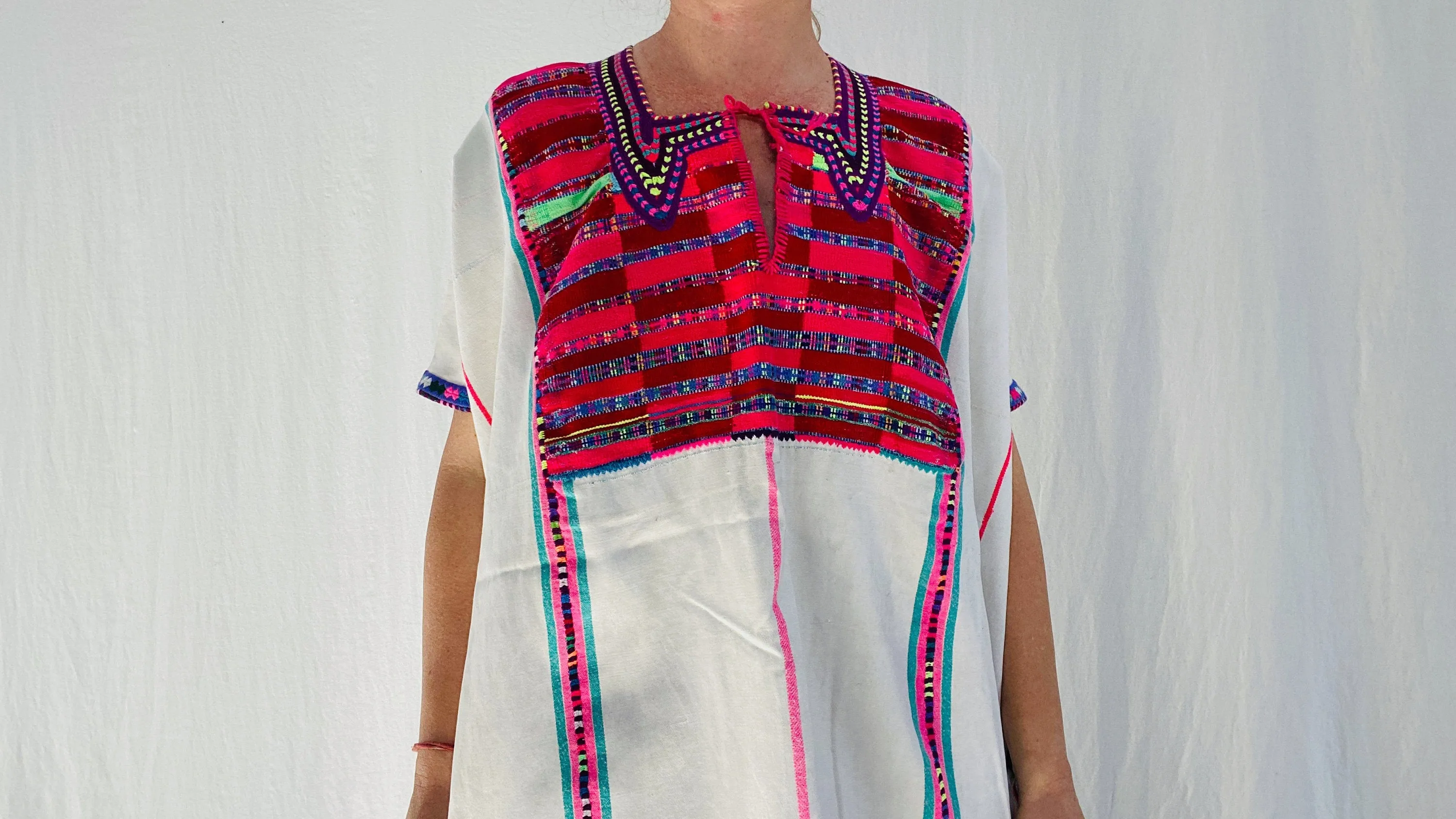 Vintage Cancuc Mexican Huipil. Vibrant Mayan Textile.0058