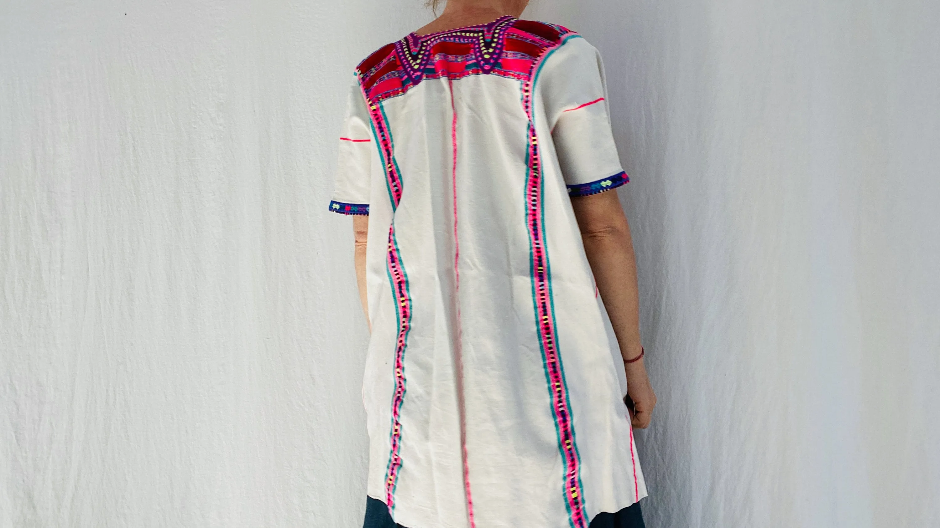 Vintage Cancuc Mexican Huipil. Vibrant Mayan Textile.0058