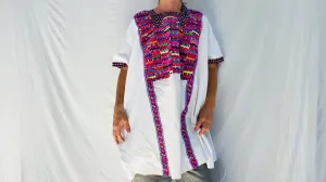 Vintage Cancuc Mexican Huipil. Vibrant Mayan Textile