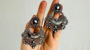 Vintage Oaxacan Filigree Earrings With Pearl. Sterling Silver. Mexico. 2534