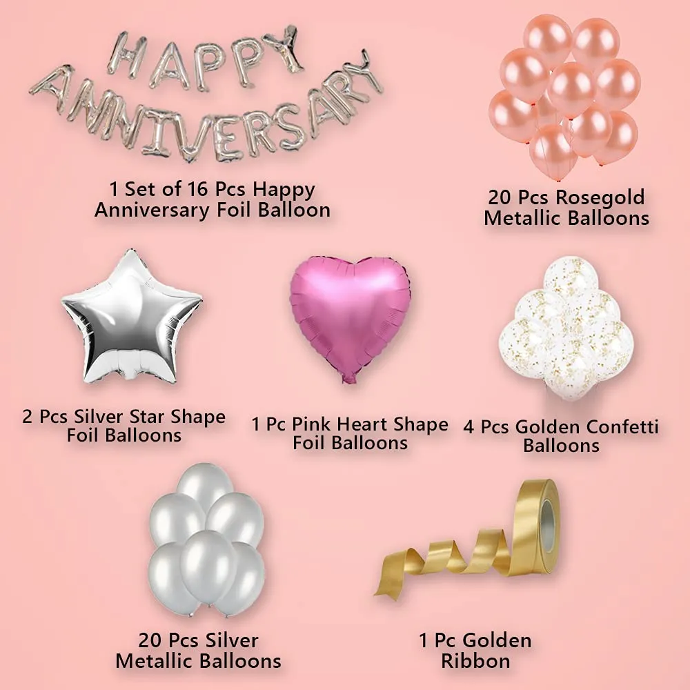 Wedding Anniversary Decoration Kit Golden 64 Pcs Bedroom Decoration Items